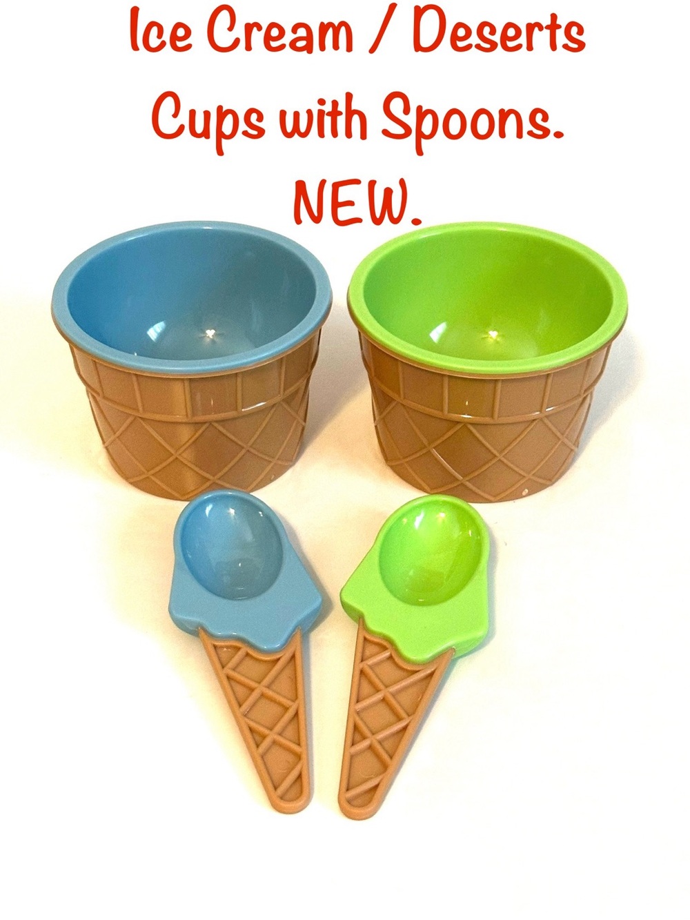 5/$15💥 Ice Cream Dessert Cups with Spoons Waffle Set 🍨